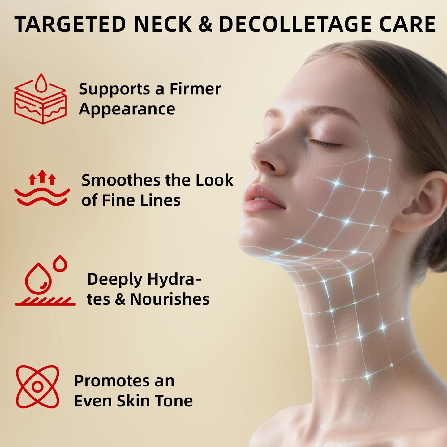 Redcool Retinol Neck Firming Cream – Neck Cream for Firming and Tightening, Skin Tightening Cream for Face, Tighten and Lift Neck Cream with Collagen & Hyaluronic Acid, Anti-Aging Moisturizer 1.76 oz