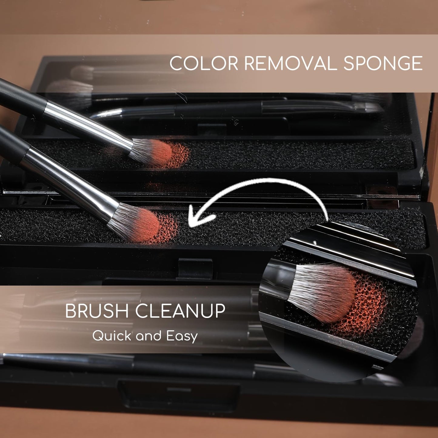 ENERGY Eyeshadow Brush Set 11PCS Professional Makeup Brushes for Eye Shadow Brows Smudge Concealer Eyeliner Eyelash Highlighter Blending Vegan Synthetic Face Make Up Kit with Travel Case Black