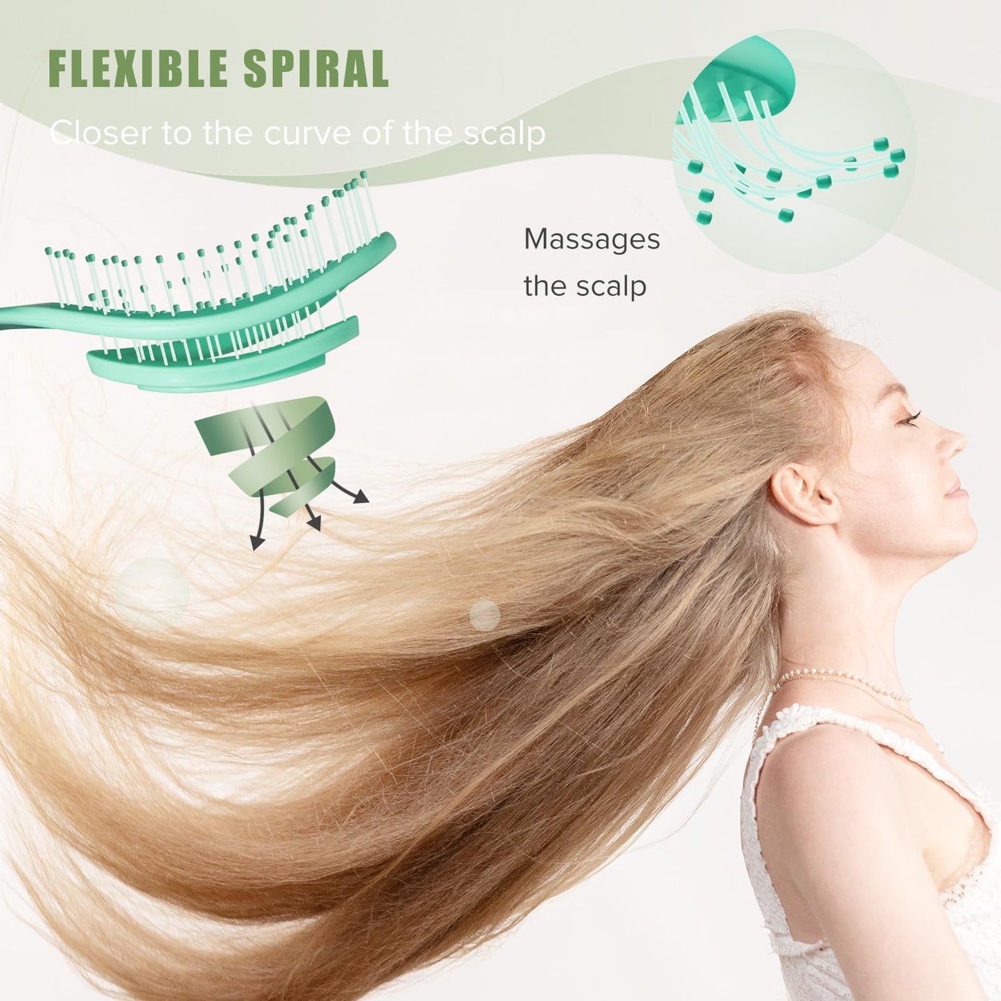SHINLEA Detangle Hair Brush, Unique Spiral Hairbrush for Women Men & Children, Does not Pull the Hair, Hair Straightening Brushes for Curly, Straight & Wet Hair