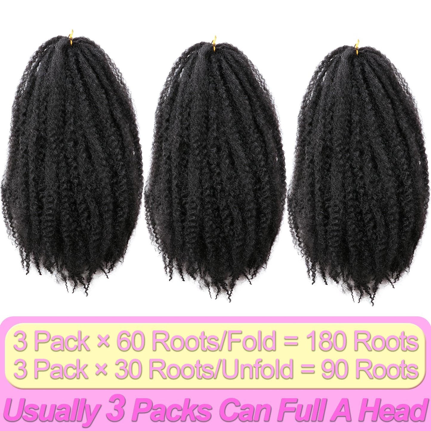 Marley Twist Braiding Hair-18 Inch 180Roots/unfold Soft Soft Marley Twist Hair For Twists 6 Packs Lightweight Cuabn Twist Hair For Black Women (18 Inch 6 Packs, 1B#)
