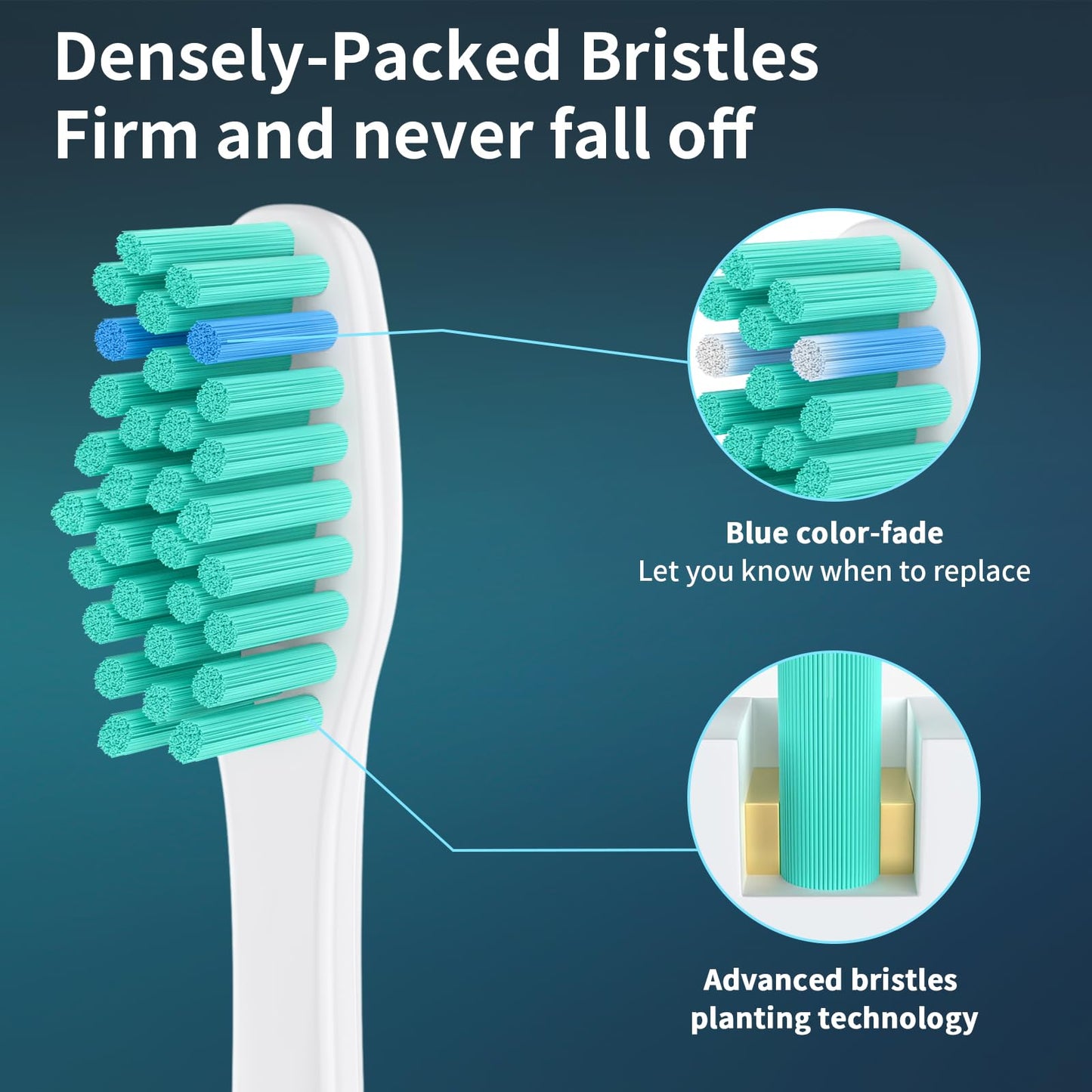 Replacement Heads for Philips Sonicare, Toothbrush Replacement Head Compatible with Phillips Sonicare E-Series Screw-on Handles for Essence, Advance, Elite, CleanCare, Extreme