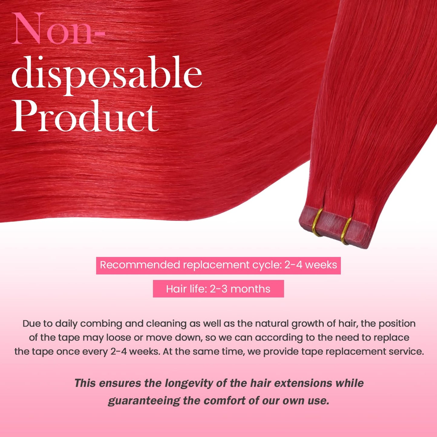 Aison Red Tape in Hair Extensions Human Hair 16 Inch 30G 100% Remy Human Hair Extensions Silky Straight for Women 20 Pcs/Package