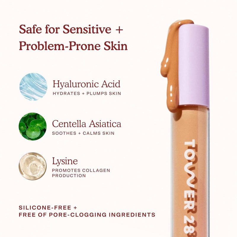 Tower 28 Swipe Serum Concealer - Hydrating Medium-Full Coverage Makeup | Infused with Hyaluronic Acid & Centella - 1.0 Fair/Neutral (0.22 oz)