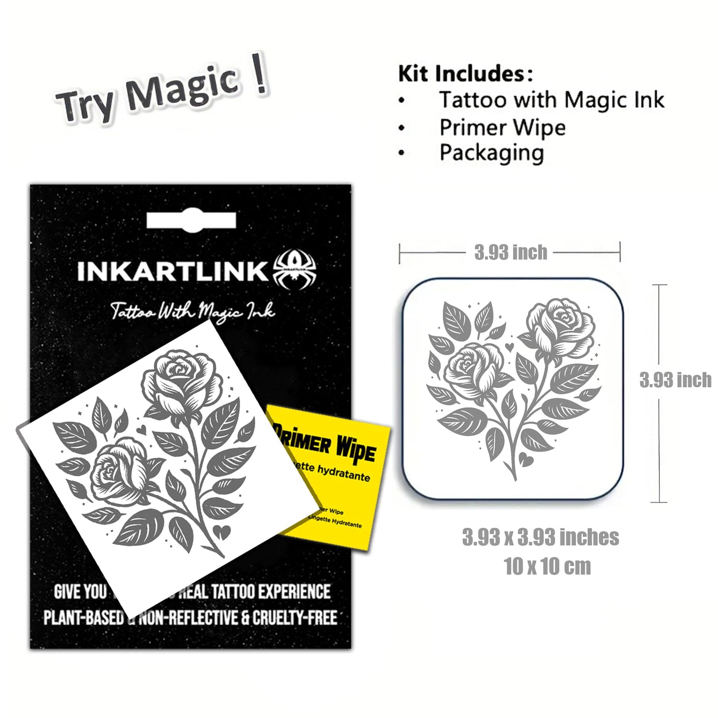INKARTLINK Semi-Permanent Tattoos, Perfect for Women's Arm (Thorny Rose)