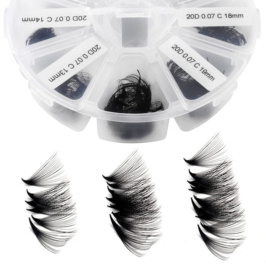 Premade Fans Short Stem 500 PCS 20D Eyelash Extensions 0.07mm C/D Curl 9-16mm Mixed WENDY LASHES Russian Volume Pre-made Lash Extension (500PCS-20D-0.07-D, 9-16mm mixed)