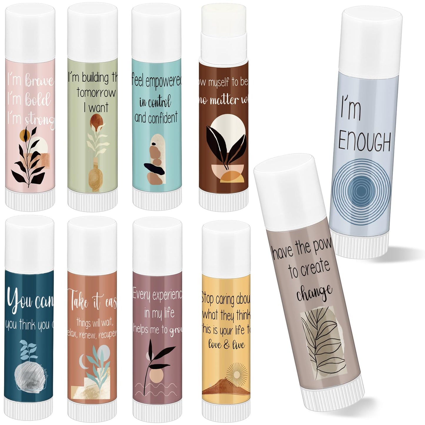 Leelosp 50 Sets Mental Health Awareness Lip Balm Gift Set with Positive Affirmation Cards, Bulk Inspirational Thank You Appreciation Gifts for Employees Volunteers Coworkers Events