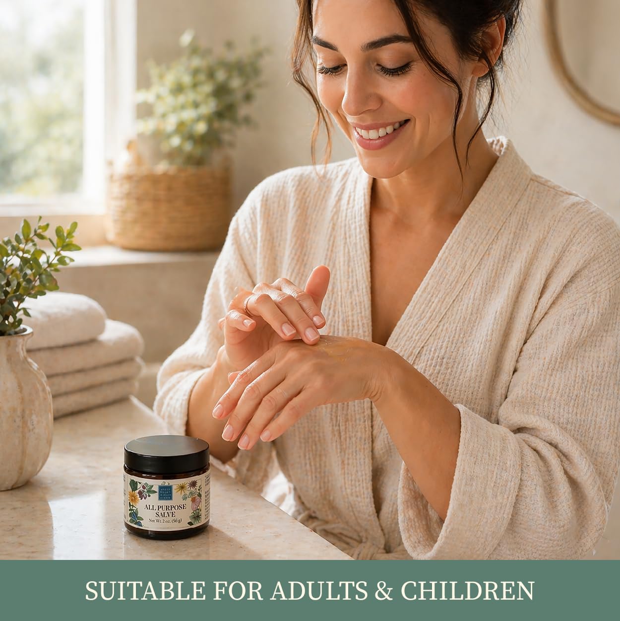 Wise Woman Herbals All-Purpose Salve, Herbal Balm with Calendula & Comfrey, Soothes Dry, Irritated Skin, Postpartum Skin Care, Nourishing Skin Support for All Ages, Non-GMO, 2 oz Jar