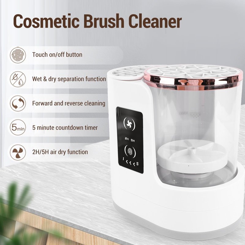 Electric Makeup Brush Cleaner, 850RPM USB Detachable Makeup Brush Cleaning Machine, 2H 5H Timer Automatic Makeup Brush Cleaner Dryer Machine, for Beauty Makeup Brush Set