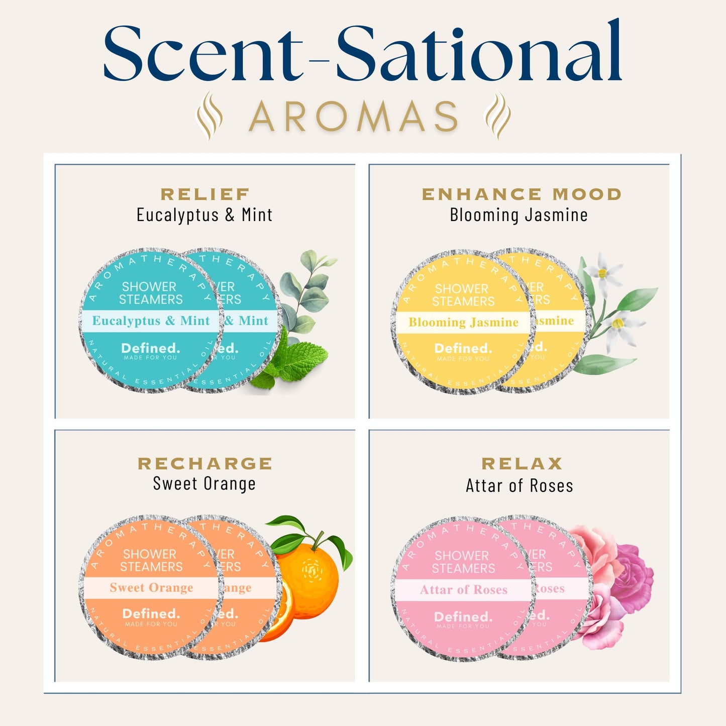 Shower Steamers Aromatherapy 8 Pack– Eucalyptus Steamers for Clear Sinus- Natural Shower Melts for Women & Men– Spa at Home Relaxation, Self Care Wellbeing Stress Relief Shower Bomb Aromatherapy Gift