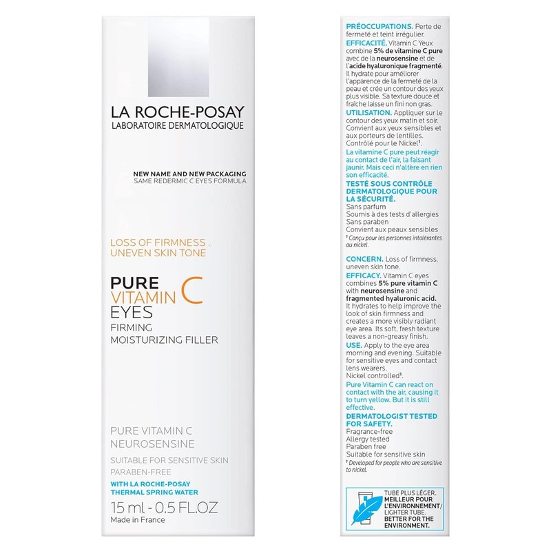 La Roche-Posay Redermic C Vitamin C Eye Cream - Anti-Aging Formula with Hyaluronic Acid | 0.5 Fl Oz