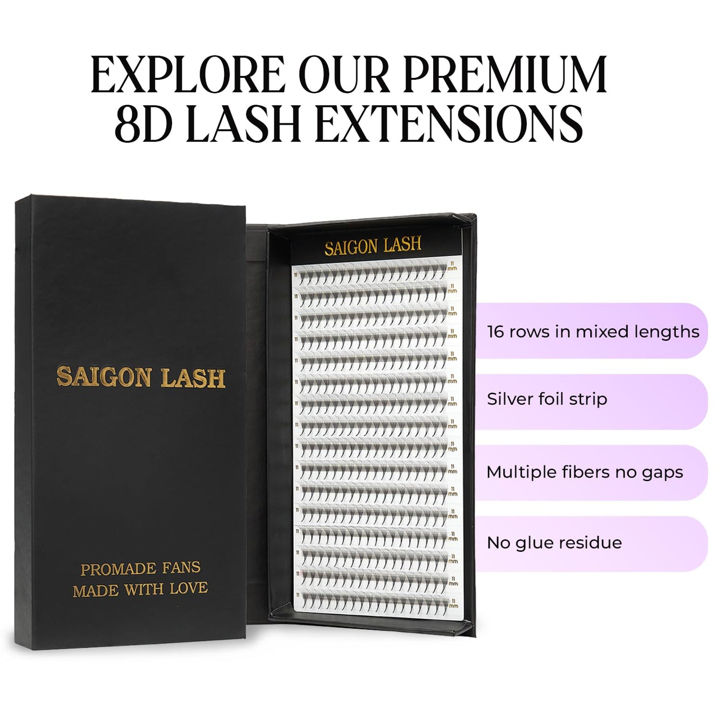 SAIGON LASH 8D Promade Fans Laser Tech Lash Extensions Black-0.05-D-13