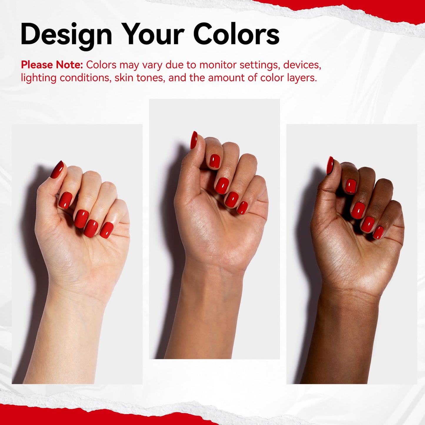 Nailshion Red Nail Polish French Nail Art Regular Nail Polish 9-Toxic Free Vegan Enrich with Castor Oil Fast Air Dry 375 Classic Toe Fingernail Polish Manicure Salon DIY Design at Home