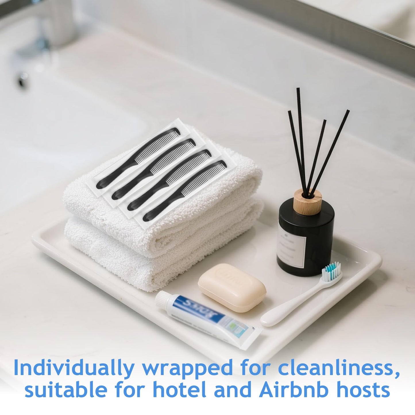 CJZMBSTY Hair Combs Bulk Individually Wrapped, 300 Pcs Disposable Combs for Hotel, Travel, Charity, Homeless