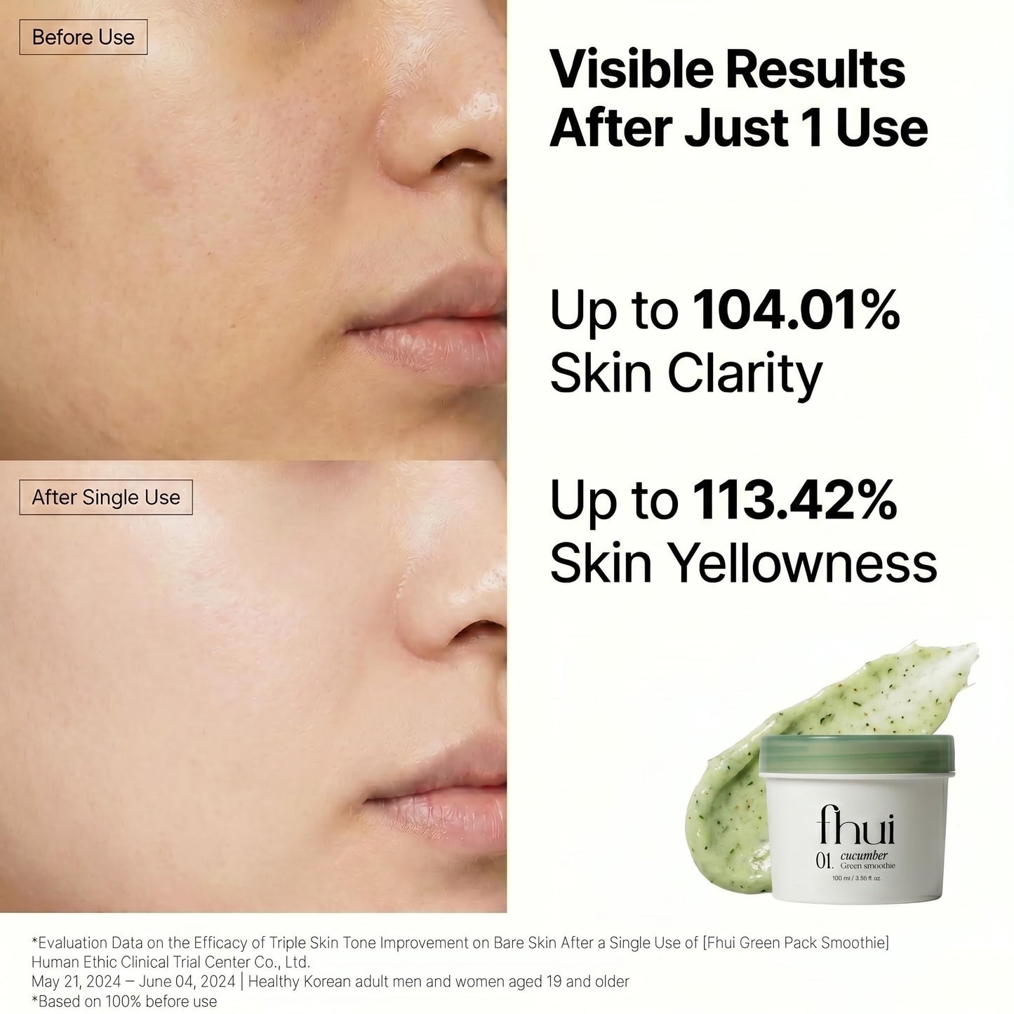 Cucumber Basil Face Mask Korean Skincare | Cooling Wash-Off Mask for Redness Relief & Sensitive Skin | Green Smoothie Mask with 3,500ppm Cucumber, Glutathione & 10 Types Hyaluronic Acid | K-Beauty