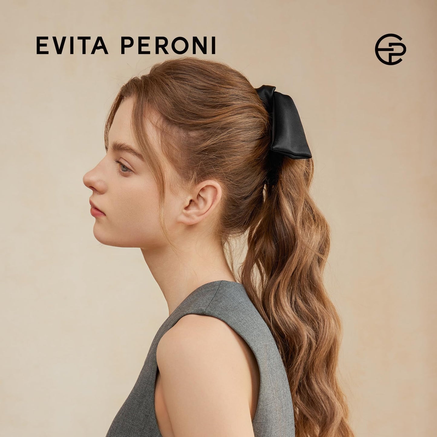 EVITA PERONI Banana Clip with Twistable Wings, Acetate Fabric Ponytail Holder No Damage Hair Clips for Thick Curly Hair Large Claw Clips Elegant Hair Accessories for Women, Black