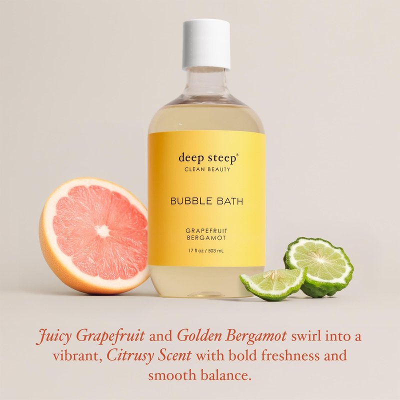 Deep Steep Bubble Bath, Grapefruit Bergamot 17 oz (Pack of 2) – Hypoallergenic, Clinically Tested Soothing Soak with Shea Butter & Argan Oil – Sulfate-Free