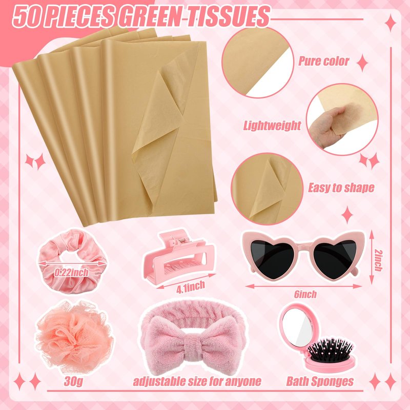 CraftyDream 6 Sets Baby Shower Prizes for Game Winners Thank You Gift Bags with Tissue Paper Sunglasses Square Hair Clip Hair Scrunchies Headband Bath Sponges for Baby Shower Bridal Shower Game Gifts