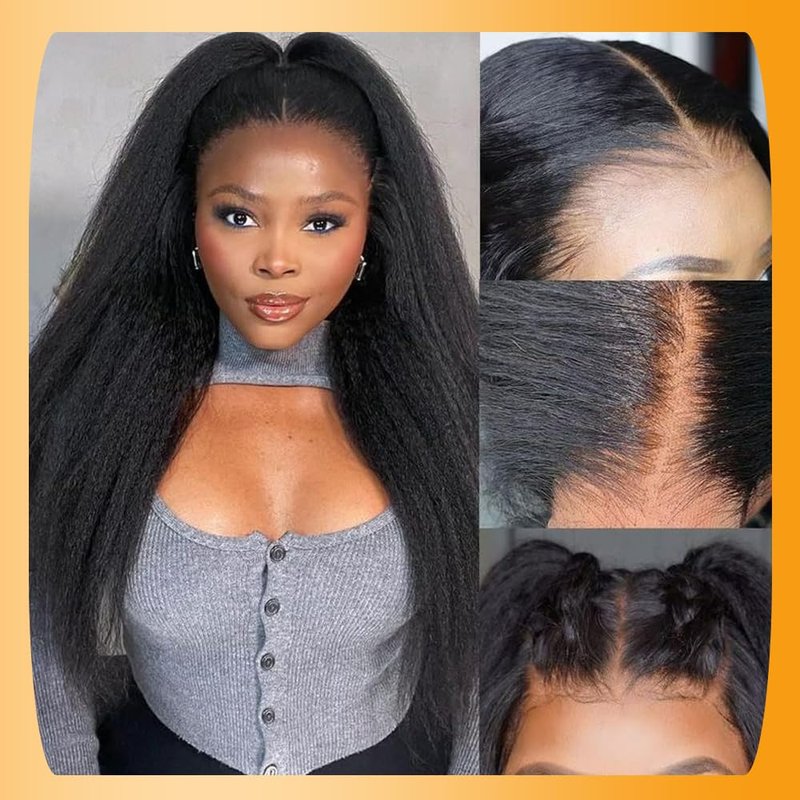 QTHAIR 18A Kinky Straight 4x4 HD Lace Closure 16" Curly Human Hair Lace Closure150% Density Top Swiss Lace Natural Kinky Straight Human Hair Closure Pre Plucked Natural Hairline with Baby Hair