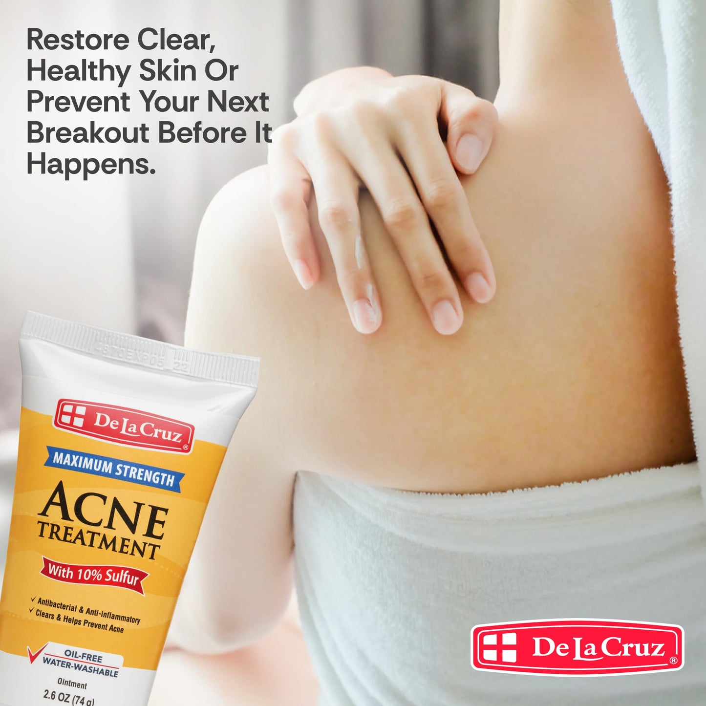 De La Cruz Sulfur Ointment - Cystic Acne Treatment for Face and Body - Daily 10 Min Spot Treatment Mask - Safe and Effective Game Changing Hormonal Acne Treatment that Clears Up Pimples - 2.6 OZ Tube