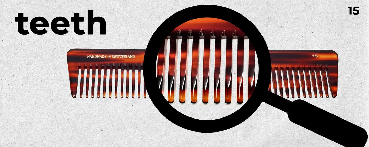 Speert #15 Handmade Wide Tooth Comb Tortoise Havana Acetate Thick Coarse Curly Detangling Parting Grooming Teasing Hair Styling Hairdresser Barber Hairdressing Wet Dry Pocket Travel Women Men Kids