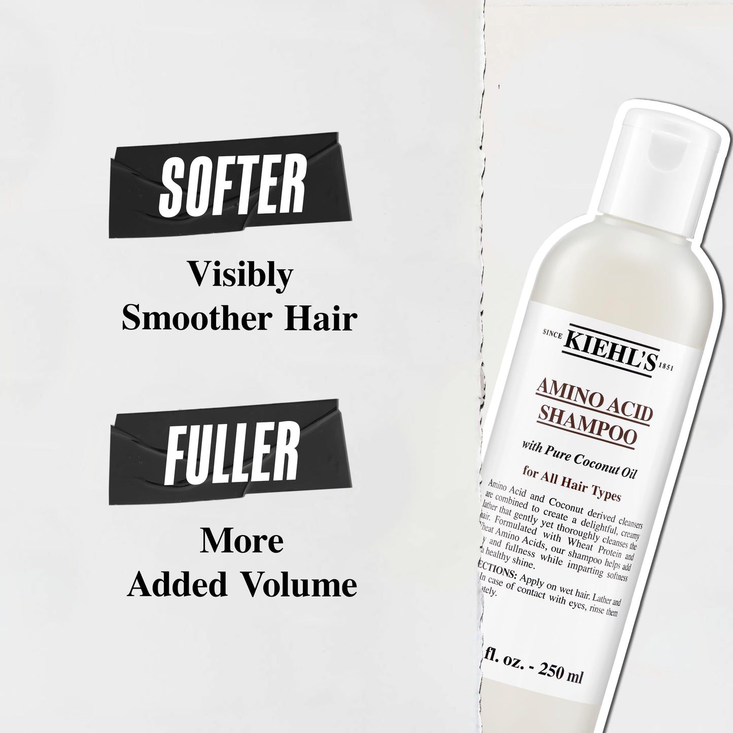Kiehl's Amino Acid Shampoo, with Amino Acids and Coconut Oil to Clarify and Cleanse, Helps Strengthen Hair, Prevent Breakage, Suitable for All Hair Types, Paraben-Free - 16.9 fl oz