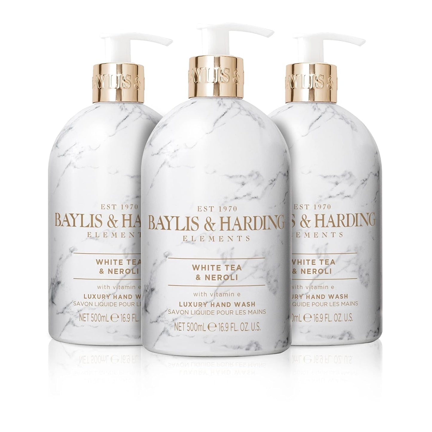 Baylis & Harding Liquid Hand Soap - White Tea & Neroli Scent | 16.9oz Dispenser (3-Pack)