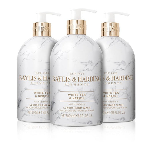 Baylis & Harding Liquid Hand Soap - White Tea & Neroli Scent | 16.9oz Dispenser (3-Pack)
