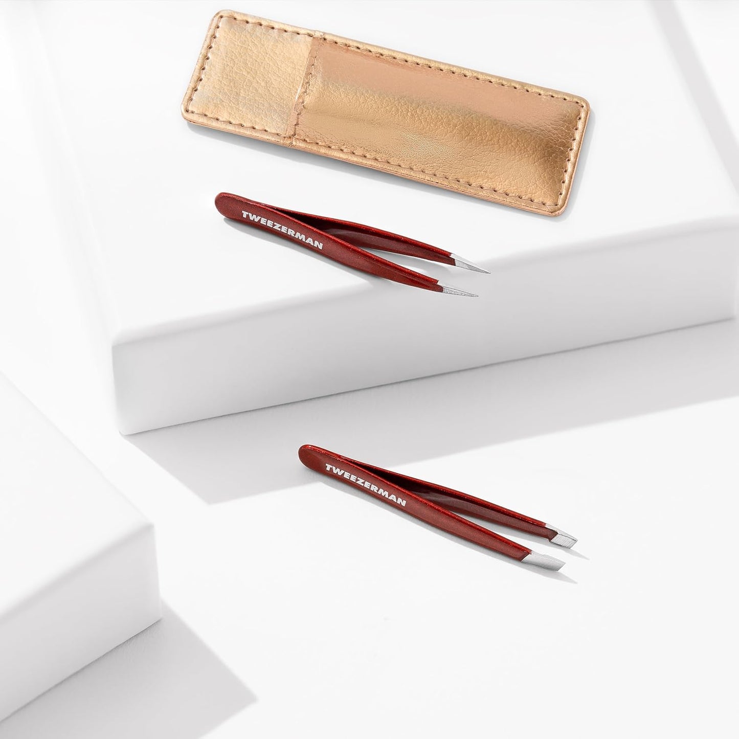 Tweezerman Mini Tweezer Set - Vintage Rose Design with Travel Case | Precision Grooming Tools
