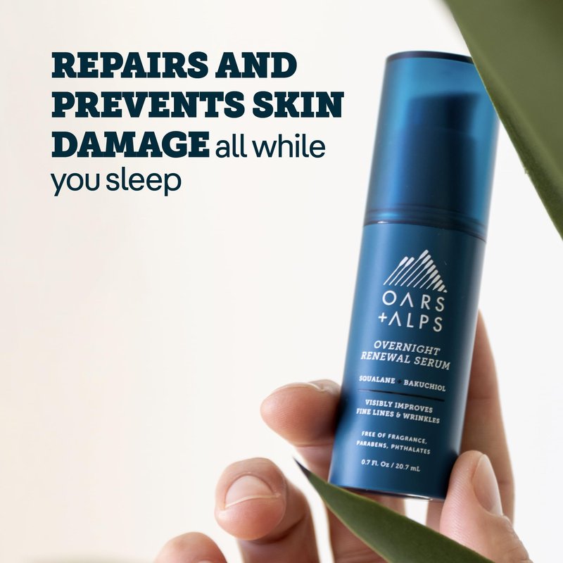 Oars + Alps Overnight Renewal Face Serum, Serum for Face, Reduce Fine Lines and Wrinkles, Hydrating Skin Care with Anti-Aging Peptides, 0.7 Fl Oz