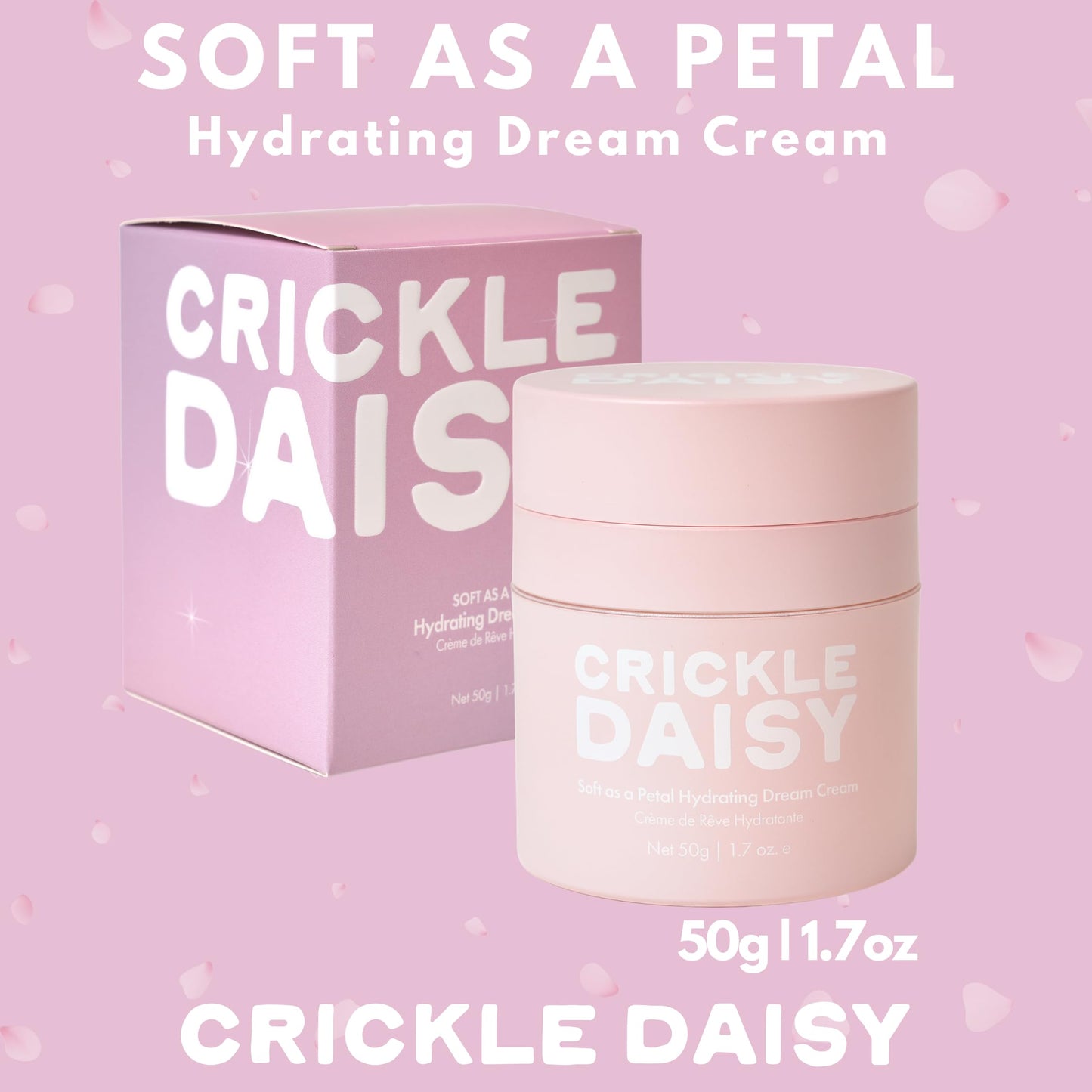 Crickle Daisy Hydrating Face Cream - Soothing & Nourishing Moisturizer with Hyaluronic Acid, Niacinamide & Willow Bark Extract. Suitable for Sensitive Skin. Fragrance Free. Made in the USA, 1.7 oz