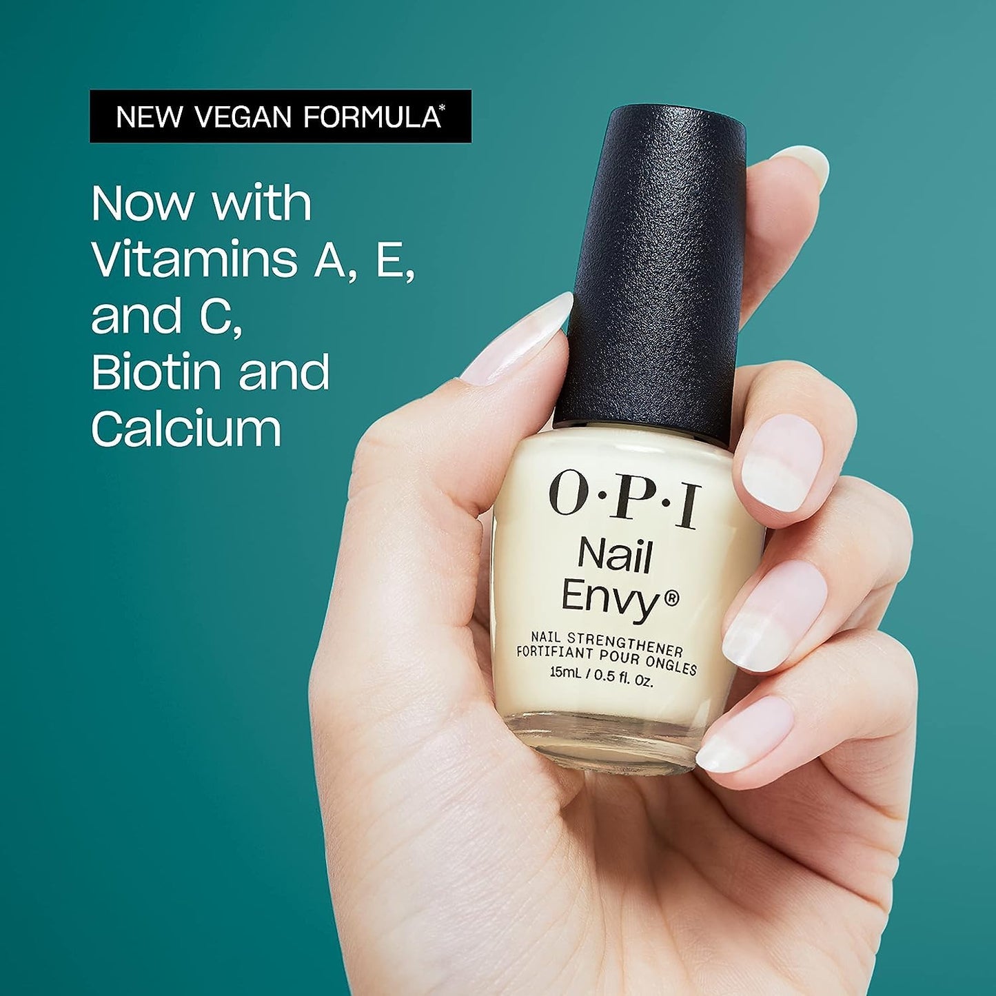 Bundle of OPI xPress/On Press On Nails, With Nail Glue, Long Neutral Coffin Shape Nails, Bubble Bath + OPI Nail Envy, Nail Strengthening Treatment, Stronger Nails in 1 Week, Vegan Formula, 0.5 fl oz