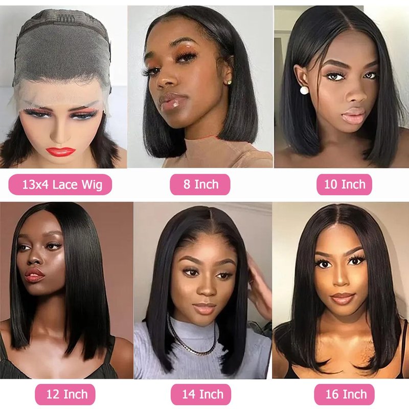 Bob Wig Human Hair 13x4 Frontal Lace Wig Human Hair 180 Density Glueless Pre Plucked with Baby Hair Straight Bob Wigs for Black Women 180% Density Pre Plucked Natural Color 12 inch