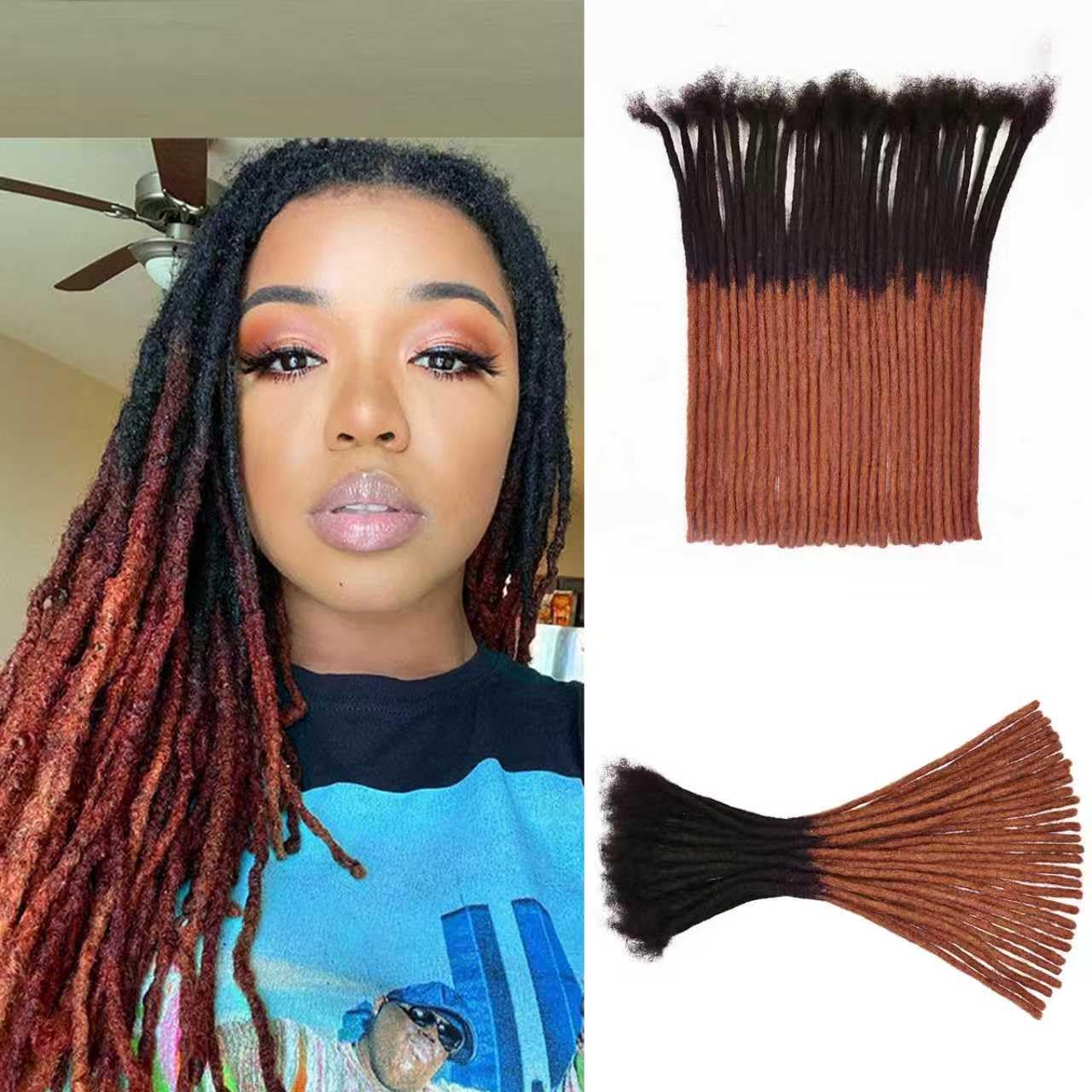 8 Inch 0.4cm Thickness Dreadlock Extensions Human Hair 30Strands 100% human hair Full handmade Loc Extensions Human Hair Can Be Curled and Bleached Dreads Extension for Men Women #27
