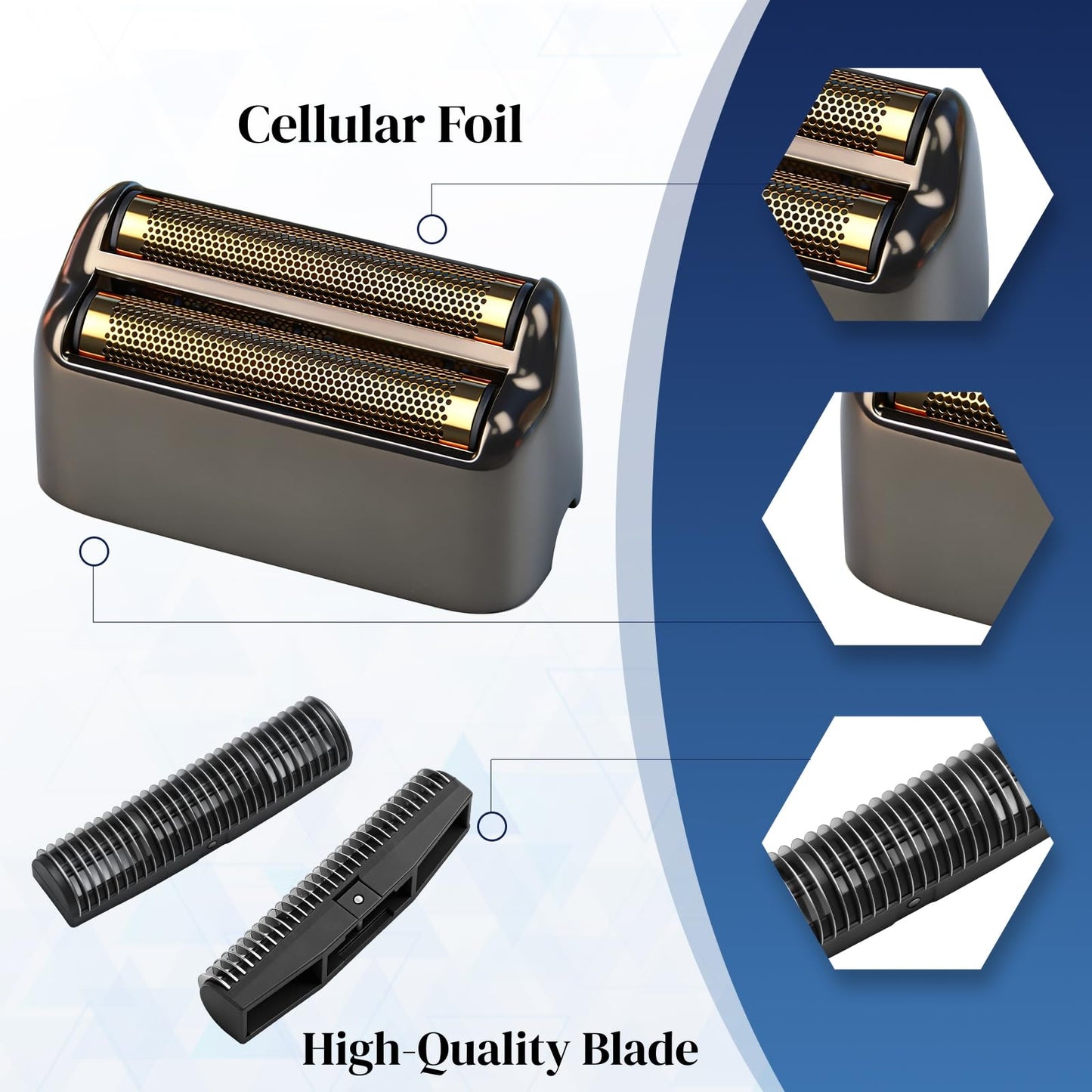 2 Pack Shaver Replacement Foil and Cutters Compatible with BaBylissPRO Double FXFS2 Metal Shaver foil Replacement,Black