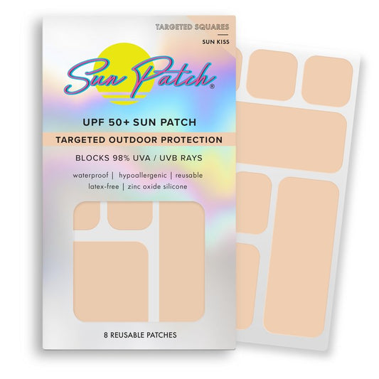 Sun Patch Hypoallergenic Sun-Screen Square Shaped Patches, 100% Silicone UPF-50 UV Protection, Reusable, 1 Pack/8 Squares
