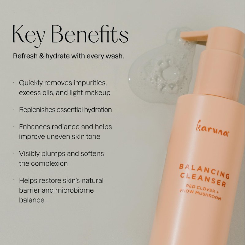 Karuna Balancing Facial Gel Cleanser | Gentle, Non-Stripping Daily Face Wash for All Skin Types | With Niacinamide, Hyaluronic Acid, and Snow Mushroom for Lightweight Hydration | 150 ml