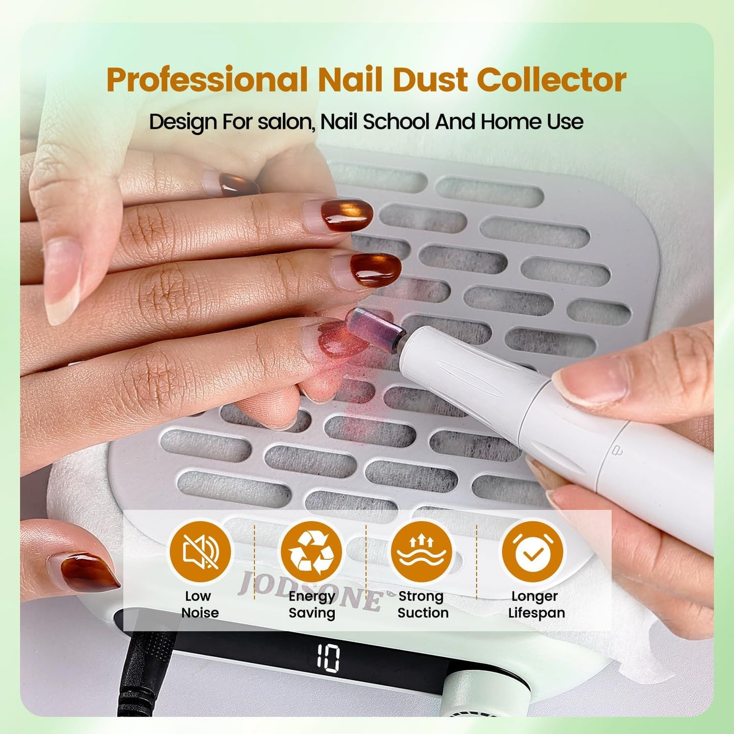 Mini Nail Dust Collector - 6000RPM Powerful Suction for Nail Salon | Portable & Compact Design, Green