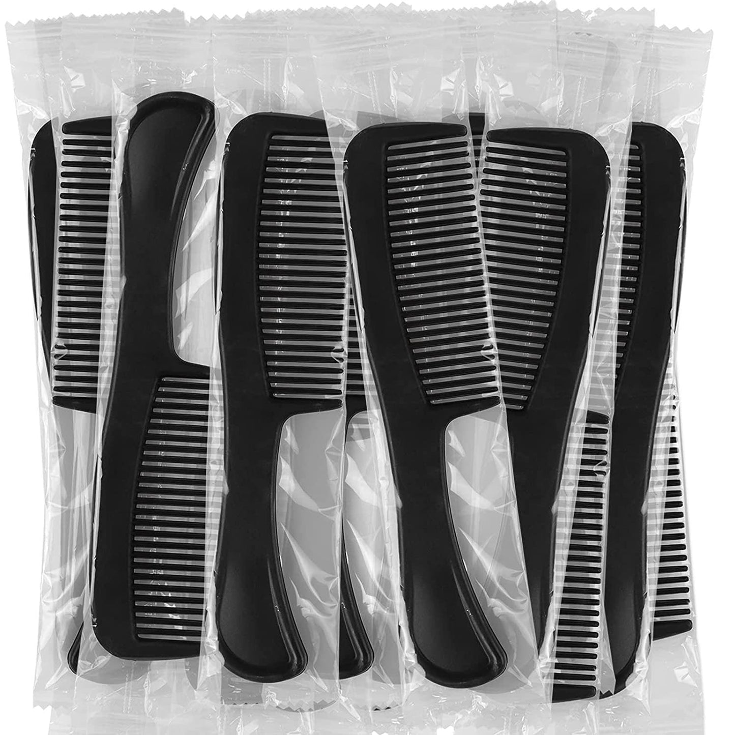 HQSLsund 200 pcs Combs, Polypropylene (PP) Hair Combs in Bulk, Individually Wrapped for Women, Kids, Hotel, Airbnb, Shelter/Homeless/Nursing Home/Charity/Church(Black,200)