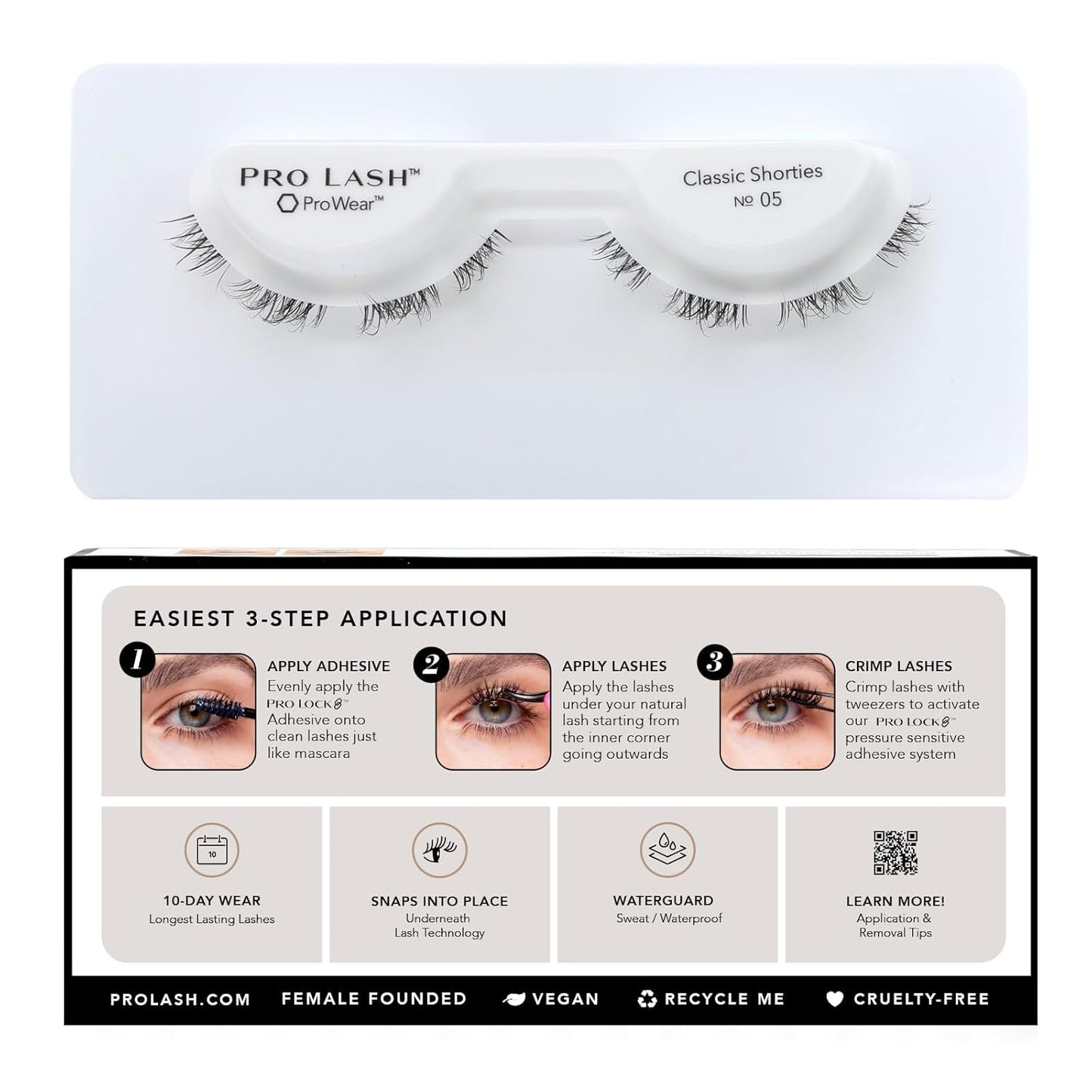 Pro Lash Eyelash Cluster Set - Easy Application Waterproof Lashes | Classic Shorties No. 05 - Black - 10 Day Wear