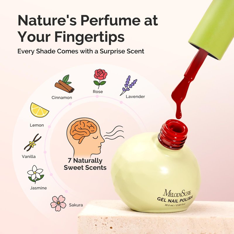 MelodySusie Highly Pigmented Gel Nail Polish Set, 0.56 fl.oz Tilt-and-Stand Bottle, HEMA Free Plant-Based, 6 Colors Christmas New Year, Soak Off UV LED Manicure Kit Gift Box(Red Glitter Gold Green)