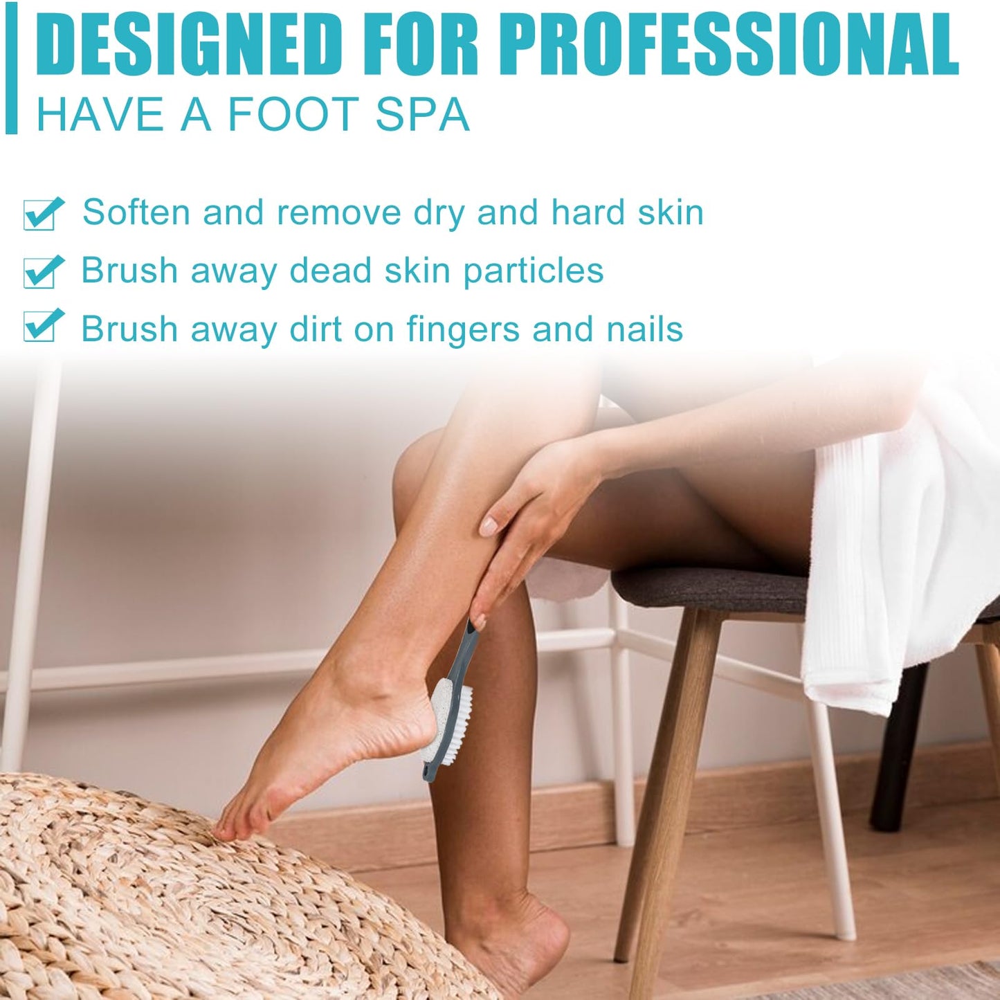 Yclin Foot File Callus Remover-3 Pcs 4 in 1 Foot Scrubber Dead Skin Remover for Feet,Pumice Stone, Foot Rasp and Sand Paper for Home Foot Care,Foot Brush for Shower (Grey Pedicure Foot File)
