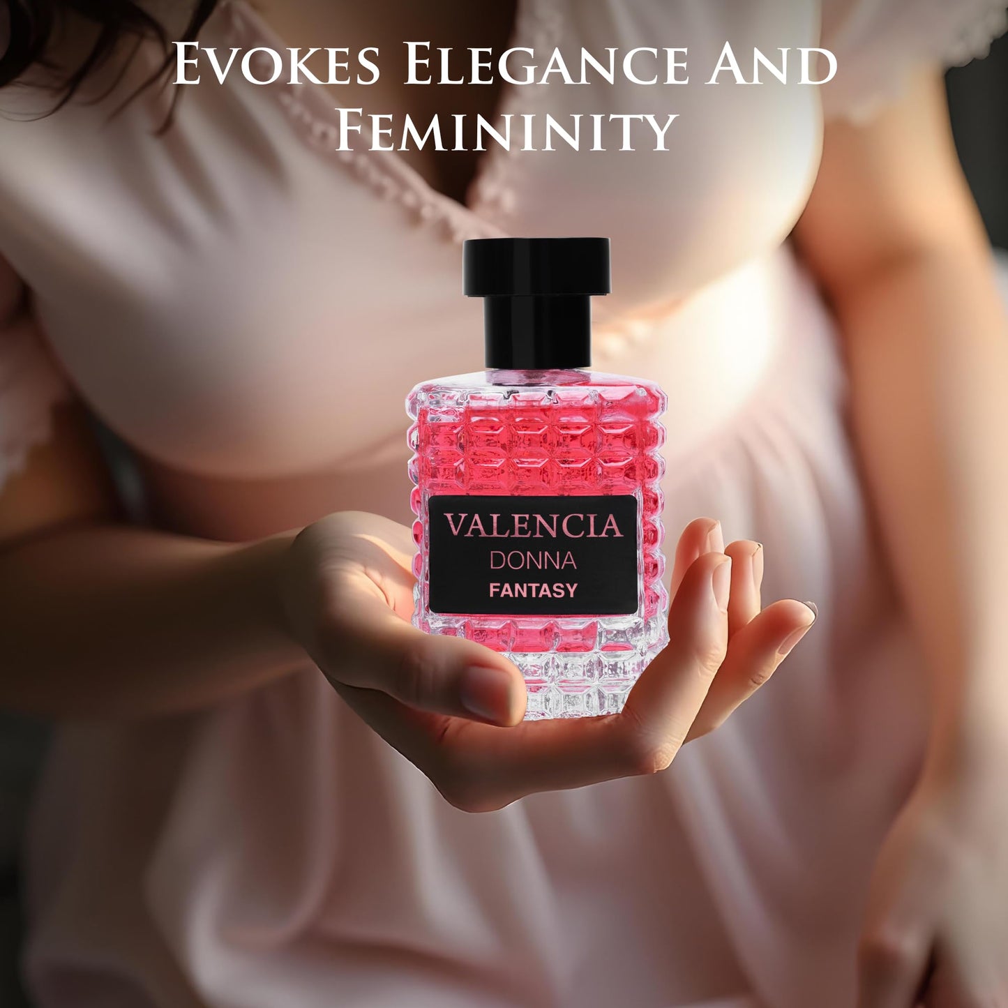 Valencia Donna Fantasy for Women Eau De Parfum - Floral Fruity Fragrance Top Notes of Kiwi & Brazilian Orange Mid Aroma of Rose & Jasmine - Base Scent of White Musk & Texas Cedar Elegant 100ml Bottle