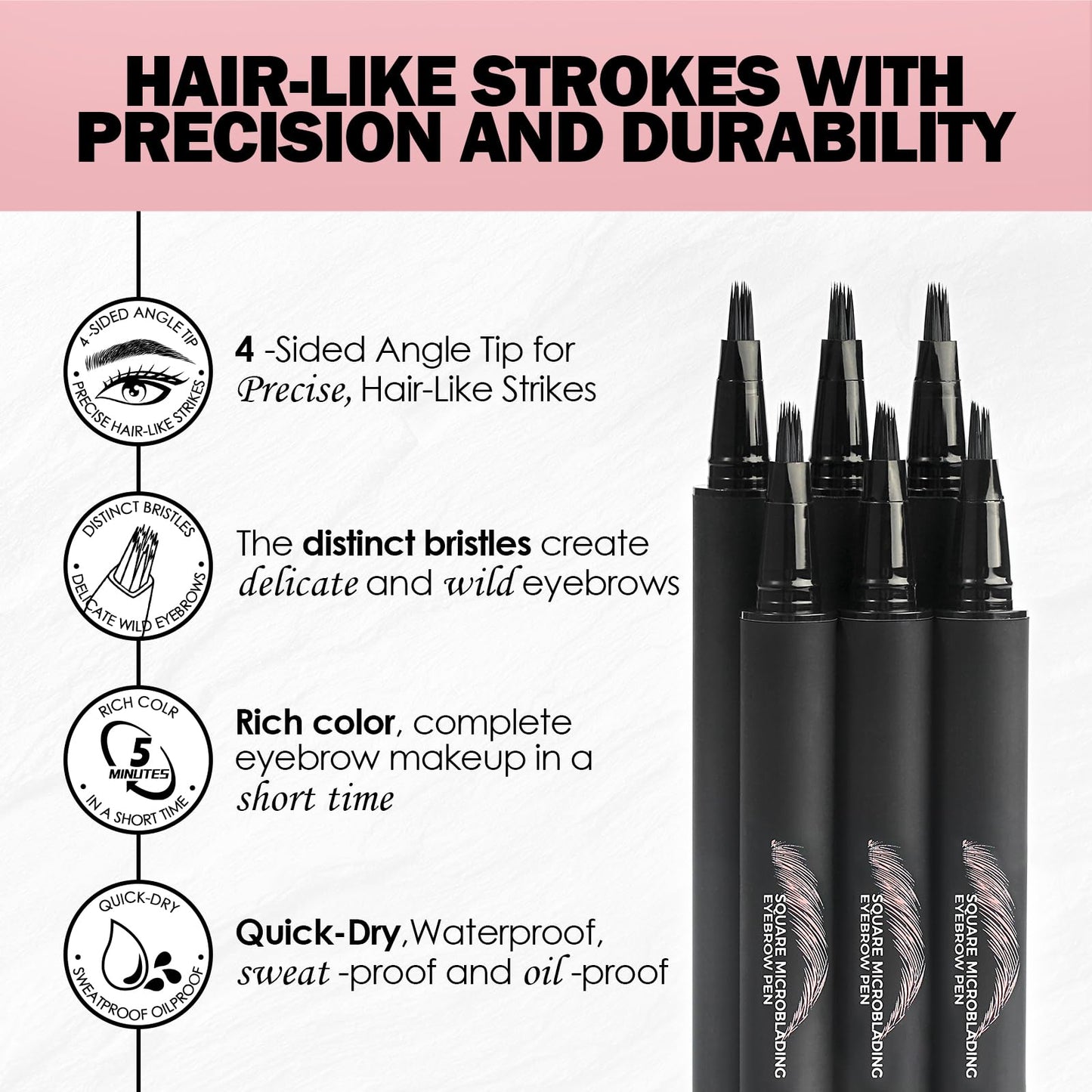 Anglicolor Microblading Eyebrow Pen, Liquid Eyebrow Pen, Square Angled Eyebrow Brush Natural Hair-Like Brow, Long-Lasting, Waterproof Eye brow Pencil for Women and Girls Makeup (03 Slate Brown)