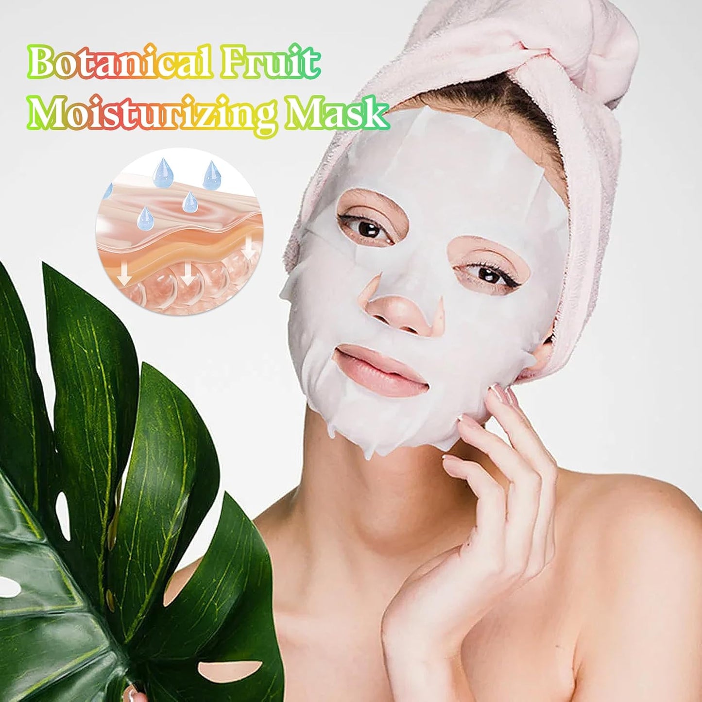 Hydrating Face Masks - 10PCS Moisturizing Fruit Sheet Masks for All Skin Types | Lightweight & Non-Greasy