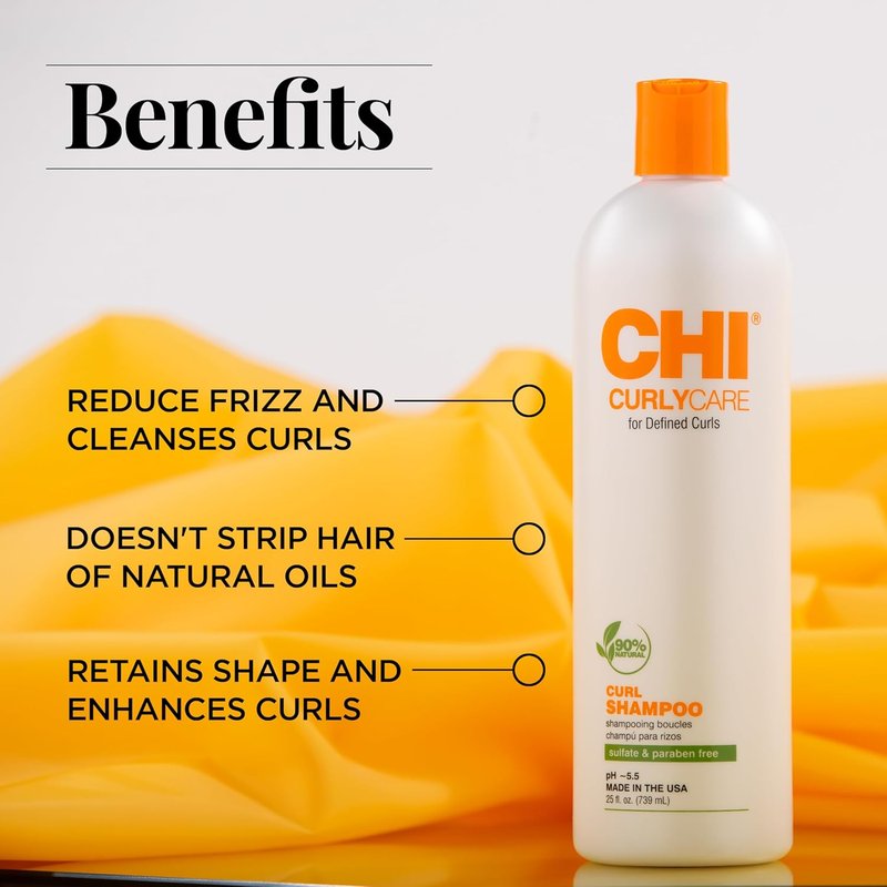 CHI CurlyCare Curl Shampoo - Hydrating Formula for Frizz Control & Elasticity | 25 Oz
