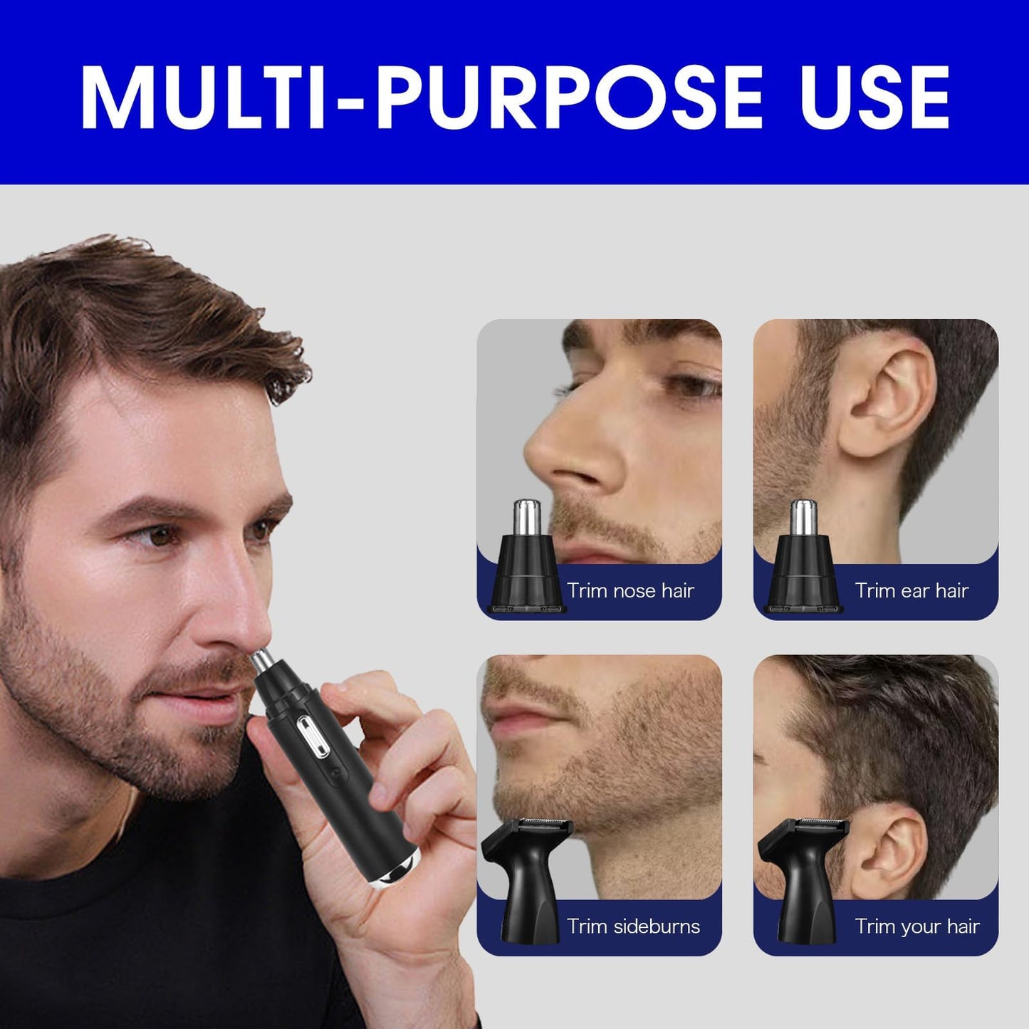 ETbyto Back Shavers for Men Long Handle，Multifunctional Self-Service Electric Back Hair Razor with Adjustable Handle，Men's Back Shaver wiht Nose Hair Trimmer Set and 2 Shock Absorber Flex