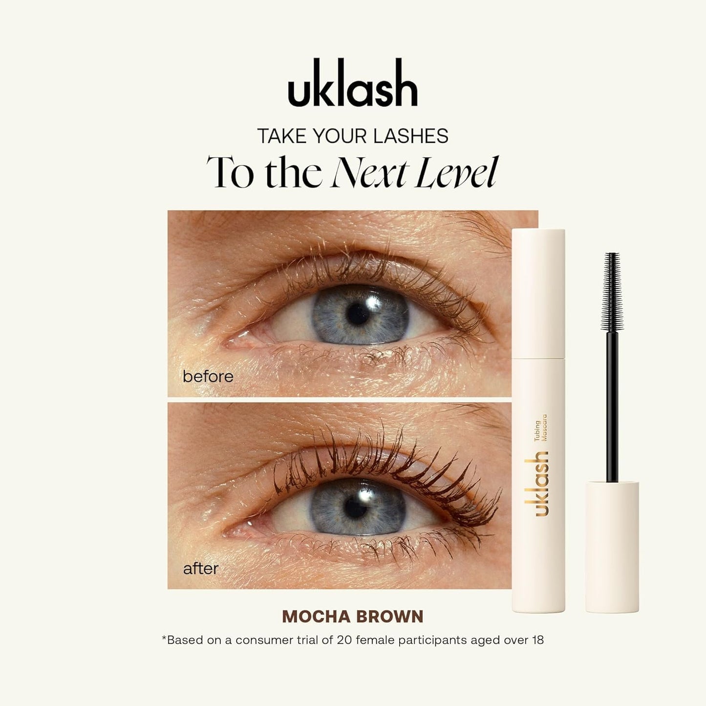 UKLASH Tubing Mascara - Waterproof and Smudge-Free Formula for Longer-Looking and Volumised Lashes - Gentle Removal for Damage-Free Lashes - Americano Black or Brown Shades, 0.24 oz