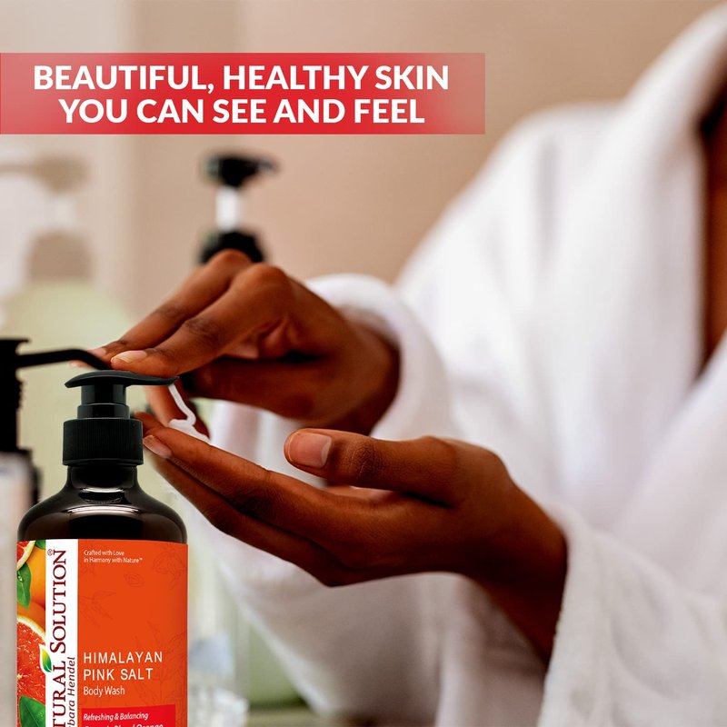 Natural Solution Body Wash - Revitalizing Organic Blood Orange Extract & Himalayan Pink Salt | 17 fl oz Each, Pack of 6