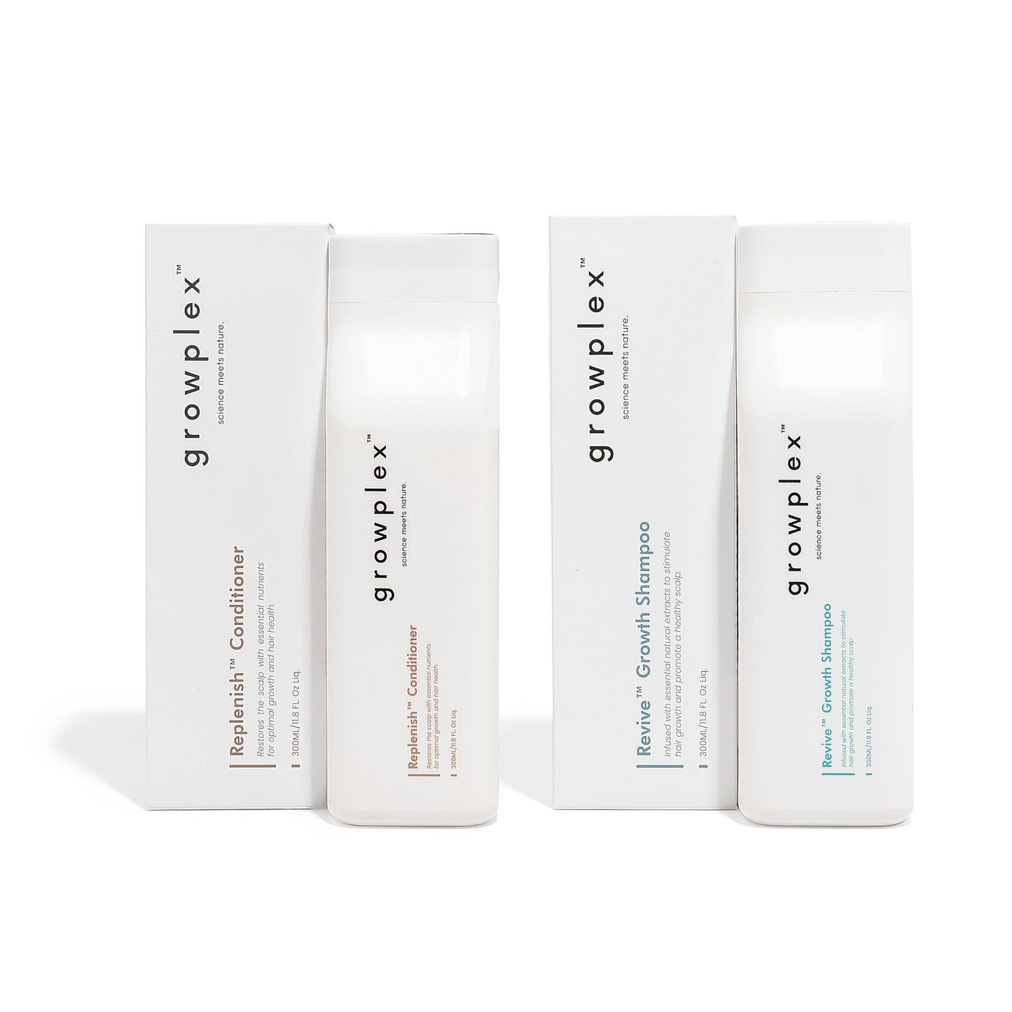 Growplex Revive Shampoo & Replenish Conditioner Bundle, Biotin Scalp Care System for Men & Women, Supports Fuller Thicker-Looking Hair Daily
