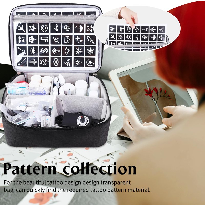 Tattoo Carrying Case Tattoo Supplies Organizer Tattoo Kit Case for Tattoo Equipment Portable Tattoo Supplies Travel Storage Bag for Tattoo Stencil Printer, Tattoo Ink, Tattoo Equipment, Bag Only